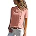 Produktbild TEBAISE 2019 Ausverkauf Frauen Büro Party offenen Kragen Elegante Formale Casual Revers Neck T-Shirt Damen Langarm Schnalle Bluse Tops Kurzarm Top Sommer Oberteile