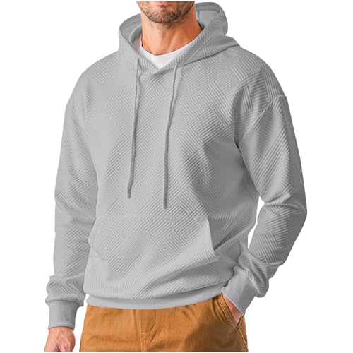 Men's Hooded Sweatshirts Long Sleeve Loose Casual Sweatshirt Waffle Knit Pullover Hoodies with Kanga Pocket3