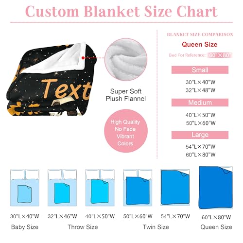 Image of Personalized Baby Blanket with Name, Custom Name Blanket for Kids Soft Flanne Blankets in Easter Personalized Baby Gifts for Infant Newborn Shower (Black)