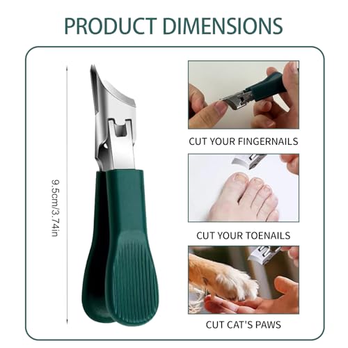 Schräge Nagelknipser Fußnägel, Breiter Nagelknipser aus Edelstahl mit Schrägschneide, Präziser Fußnagelknipser für dicke Nägel, Rutschfester Griff, Anti-Spritz Design