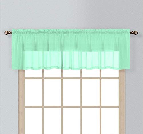 California Drapes 1PC Sheer Voile Window Treatment Valance for Kitchens, Bathrooms, Basements & More (Mint, 55" X 14")
