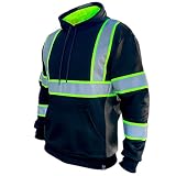 SafetyShirtz SS360º Stealth Basic Hi Vis Hoodie for Men - Heavy-Duty Polyester with Soft Combed Fleece Interior - Type-O - Meets ANSI/ISEA 107-2020, Black - Large
