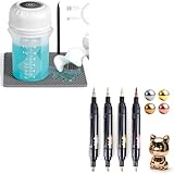 Winartton Auto Resin Mixer, Easy Clean Epoxy Mixer with Silicone Paddle & Mixing Cup + 4 Color Mirror Chrome Paint Pen, Dual Tips Liquid Chrome Metallic Pens (2-5mm Hard Tip/ 0.5-5mm Soft Tip)