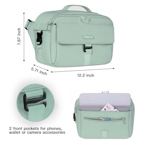 Bolsa de cámara cruzada acolchada Mosiso verde antigua miniatura 3