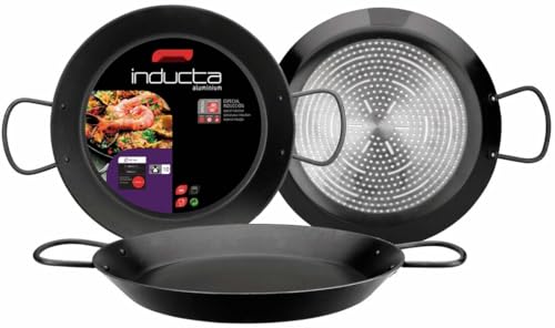 levitantes Paellera Inducta de Aluminio Ø30cm, apta para inducción, ideal para cocinar paellas y arroces de manera rápida y uniforme.