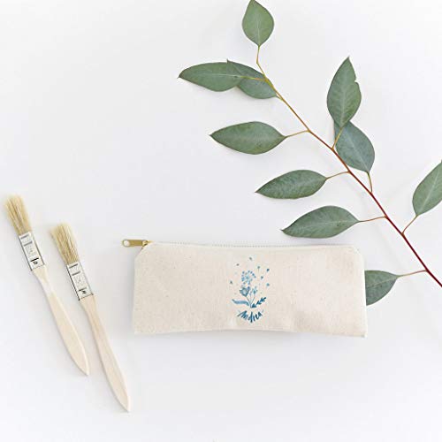 Image of The Cotton & Canvas Co. Personalized Name Blue Floral Small Cosmetic Case and Travel Pouch for Office and On the Go