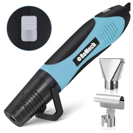 ROMECH 350W Heat Gun with 2 Nozzles, Dual Temp Heat Gun 400°F-660°F, Fast Heat Hot Air Gun with Overload Protection for DIY Craft Embossing Shrink Wrapping (Cyan)