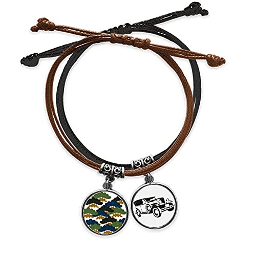Bracelet corde et cuir traditionnel au style rétro chinois fait main