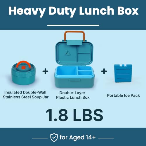 Image of Bento Lunch Box 1283ML / 43 oz with 391 ML / 13 oz Food Jar, Ice Pack