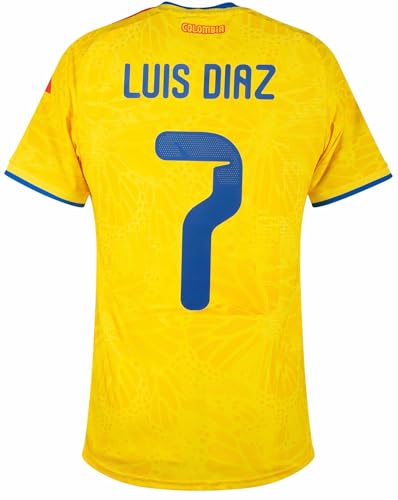 LACSPORT Luis Diaz 7# Home Colombia Jersey Camiseta seleccion Colombia 26/27 (Medium) Yellow