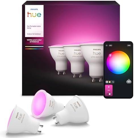 Philips Hue GU10 Smart Spotlight White and Coloured Light (3 Piec...