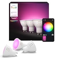 Philips Hue Faretto Smart GU10, Luce Bianca e Colorata (3 pezzi), 400lm, Compatibile con Bluetooth...