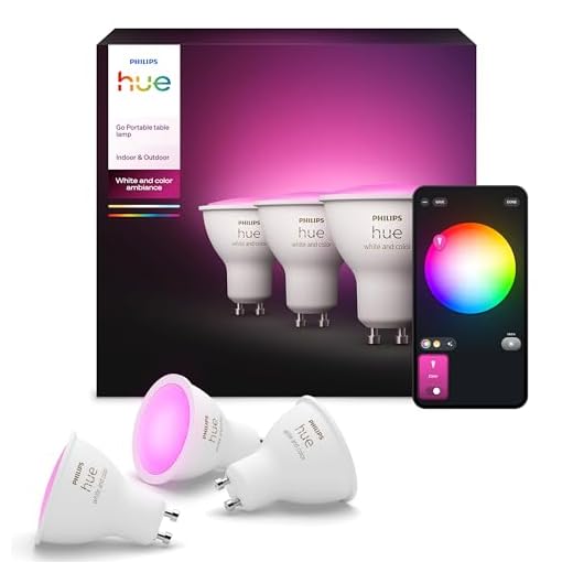 Philips Hue White & Color Ambiance GU10 LED Spot 3er Pack (400 lm), dimmbare LED Lampen für das Hue Lichtsystem mit 16 Mio. Farben, smarte Lichtsteuerung über Sprache und App