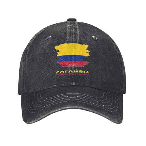 soldwellsd Gorra de béisbol vintage para hombres y mujeres, de algodón desgastado, lavado, para papá, sombrero de casqueta, negro, ajustable, unisex, regalos, Bandera colombiana vintage de Colombia