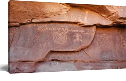 JOPZEMTYED Wall Art Frame Gallery Wall Decor Zion Petroglyphs 02 Modern Canvas Prints Artwork for Living Room Bedroom Office Kitchen 48x24Inch