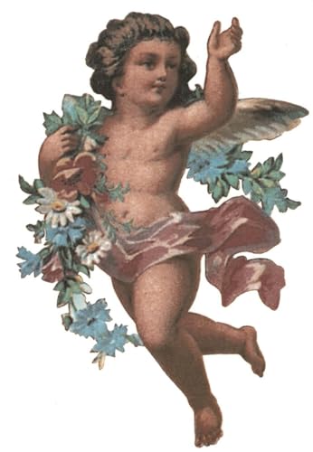 Cherub Angel Daisy Flowers Overglaze Waterslide Ceramic Decals 5 Inch (2 Decals)