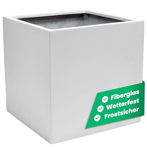 VIVANNO Pflanzkübel Fiberglas Block Frostsicher - 40x40x40 cm - Weiß Matt - Blumenkübel Quadratisch für Draußen und Drinnen VIVANNO Pflanzkübel Fiberglas Block Frostsicher - 40x40x40 cm - Weiß Matt - Blumenkübel Quadratisch für Draußen und Drinnen
