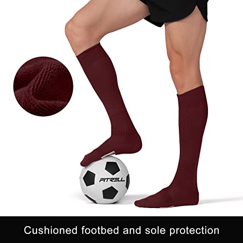 Fitrell 2/3 Pack Soccer Socks For Youth Kids Adult Baseball Softball Football Socks For Men Women Boys Girls, Maroon, Medium #TOP4