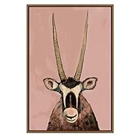 SIGNWIN Framed Canvas Wall Art Baby Gemsbok Oryx with Pink Background Animals Wildlife Oil Painting Modern Art Chic Portrait Fun for Living Room, Bedroom, Office - 16