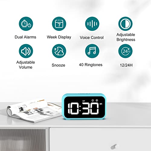 HERMIC Sveglia Digitale,Orologio da Comodino LED