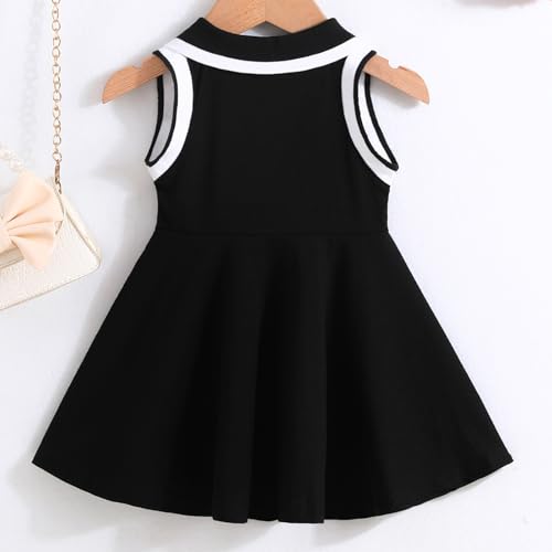 ESHOWEE Baby Girls Summer Casual Dress Toddler Sleeveless Ruffle Polo Collar Button Down Sporty Dresses Sundress 3M-3T2