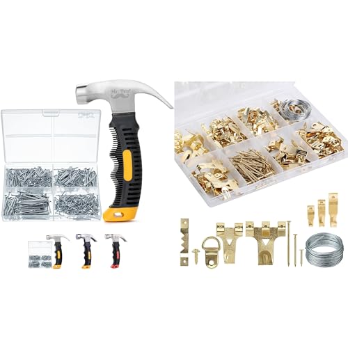 Image of Mr. Pen- Hammer and Nail Assortment Kit with Picture Hanging Kit