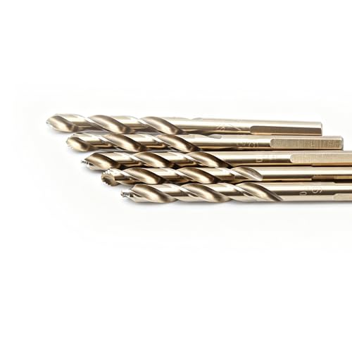 Image of TEMO 5 pc 3 /16 Inch M35 Stepped Point Jobber Drill Bit, Easy Boost Twist Drill Bit Set for Acrylic Metal, Steel, Wood, Plastic