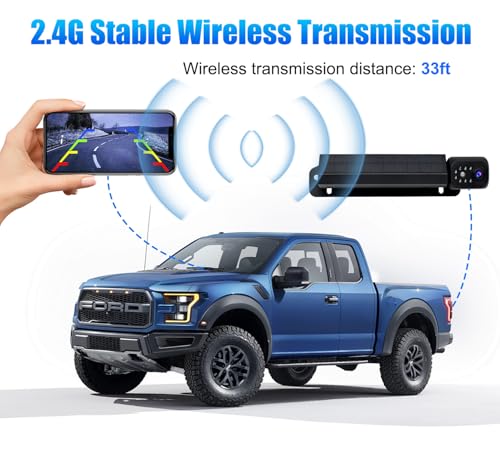Image of Solar Wireless Car Backup Camera, Magnetic Rear View Camera, IP68 Waterproof, IR Night Vision, for Cars Trucks Trailer Camper