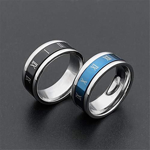 Image of PAURO Unisex Stainless Steel Roman Numerals Spin Worry Ring for Anxiety