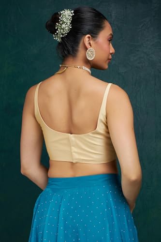 Image of Soch Womens Taffeta Solid Sleeveless Padded Blouse