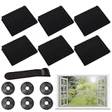 GmwyCzV 6 Stück Fliegengitter Fenster, 150 x 130cm Insektenschutz-Fenster mit Klettband und Presshilfe, Zuschneidbar Insektenschutzgitter die an Meisten Fenster Passen (Schwarz)