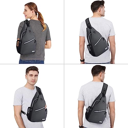 Mosiso Sling Backpack, Multipurpose Crossbody Shoulder Bag Travel Hiking Daypack, Space Gray, Medium #TOP5
