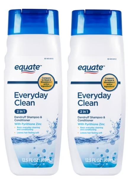Equate's Everyday Clean 2 in 1 Dandruff Shampoo & Conditioner with Pyrithione Zinc, 12.5 fl oz (pack of 2)