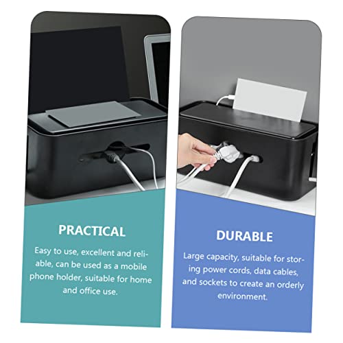Caja organizadora para cables Veemoon para escritorio, contenedor desmontable para almacenamiento de cables eléctricos, caja ordenadora con tiras adhesivas miniatura 5