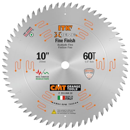 CMT 253.060.10 ITK Industrial Finish Sliding Compound Miter Saw Blade, 10-Inch x 60 Teeth 1FTG+2ATB Grind with 5/8-Inch Bore