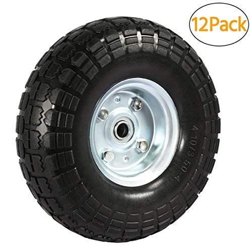 Yaheetech Solid Wheelbarrow Tires Sack Truck Cart Wheel 5/8-inch Bearings for Wagon/Lawn/Garden/Beach/Trolley 4/8/12