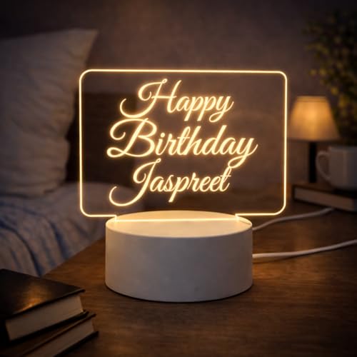 Image of Customized 3D Lamp for Birthday - Personalized LED Night Light with Names | Unique Gift for Husband, Wife Friends| Gifts Custom Decor for Happy Birthday Special (Everyone)