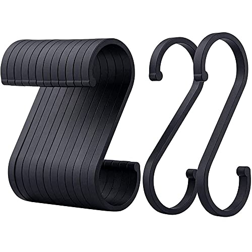 juzishangdian Lot de 12 Crochets en S Crochet S Crochet en Métal Noir Antirouille Crochet Forme S Pour Cuisine Salle de Bain Chambre à Coucher Bureau et Jardin(Noir) Cover