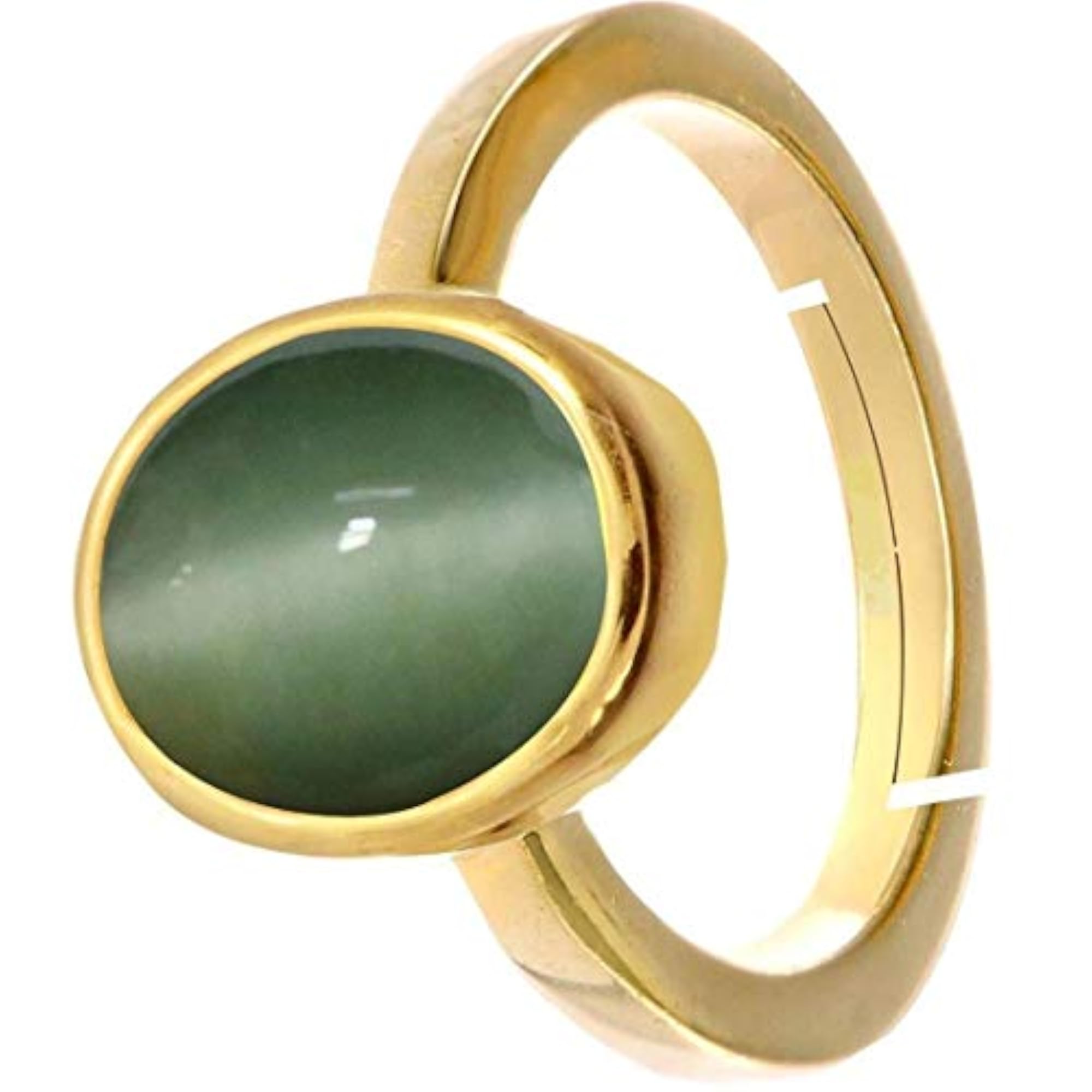 Natural Cat's Eye Lehsunia Stone Gold Plated Adjustable Ring