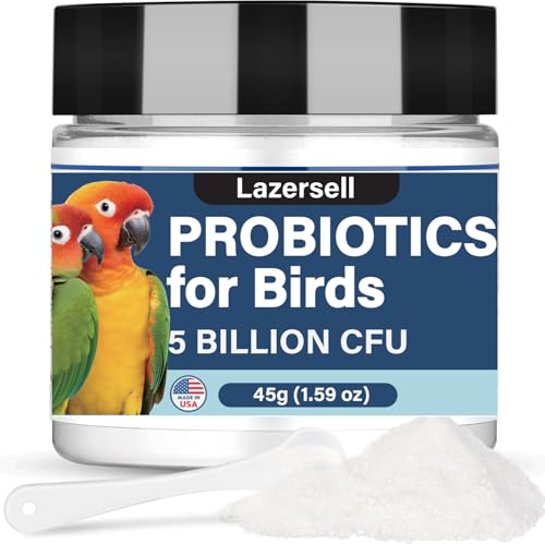 Probiotics for Birds Avian Probiotics Dietary Supplement for Parrots - Bird Probiotic Powder Supplement All-Natural Digestive System Formula (1.59 OZ)