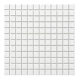 Square Tile White Porcelain Mosaic Shiny Look 1-1/8