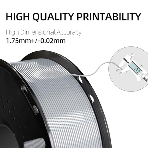 Image of Silk PLA 3D Printer Filament 1.75mm Filajoy3D 3D Printing Filament 1KG Dimensional Accuracy + /- 0.03mm for Most FDM 3D Printers Silver