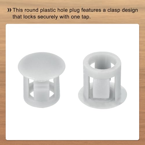 Image of MECCANIXITY 64PCS 7mm(1 /4 inch) Light Gray Plastic Hole Plugs, Flush Type Panel Hole Plugs Insert End Caps for Locking Hole Tubes Furniture Cabinet