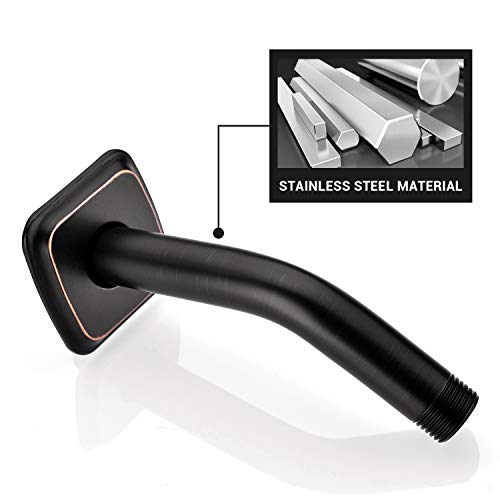 Angled Shower Arm With Flange, 6-Inch Stainless Steel Replacement Extension Tube For Top Shower Head, Wall Mounted, Oil Rubbed Bronze #TOP5