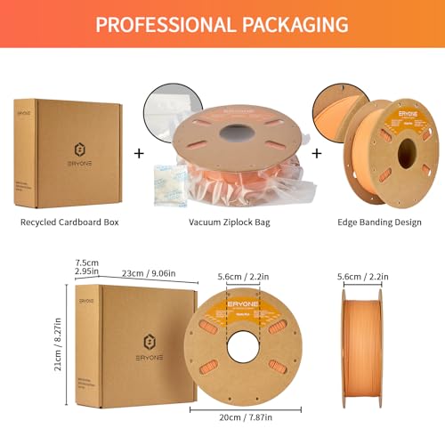Image of ERYONE Matte PLA Filament for 3D Printer, Filament 1.75mm + /- 0.03mm, 1kg (2.2LBS) /Spool, Orange