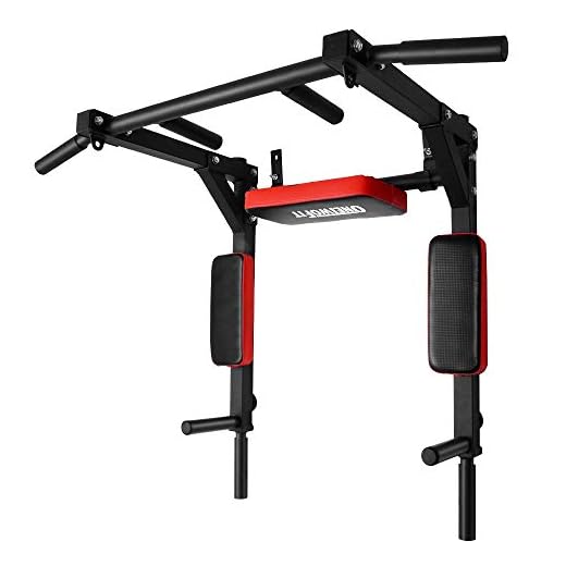 ONETWOFIT Multifunctional Wall Mounted Pull Up Bar Chin Up bar Dip Station for Indoor Home Gym Workout, Power Tower Set Training Equipment Fitness Dip Stand Supports to 440 Lbs OT126