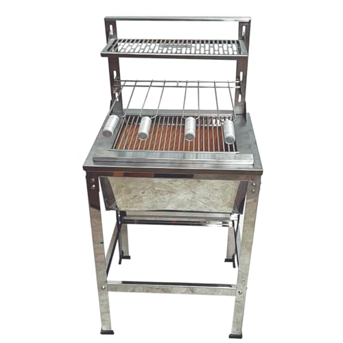 LAURINDOS, Conjunto Prime Braseiro com Suporte Flutuante 4 Espetos Inox