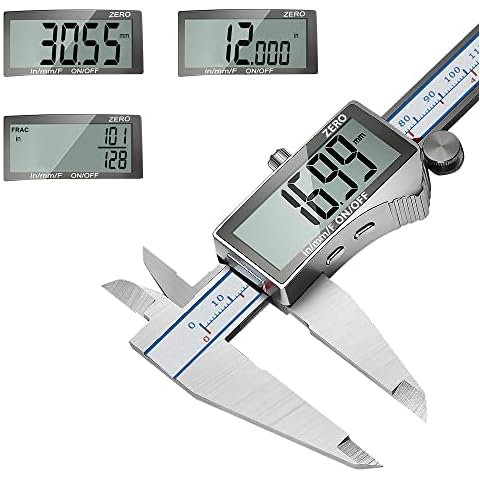 Digital Calipers, DITRON 6" Vernier Caliper- Electronic Micrometer with Large LCD Screen, Stainless Steel, Auto-Off Feature, Inch/Fraction/Millimeter Cover