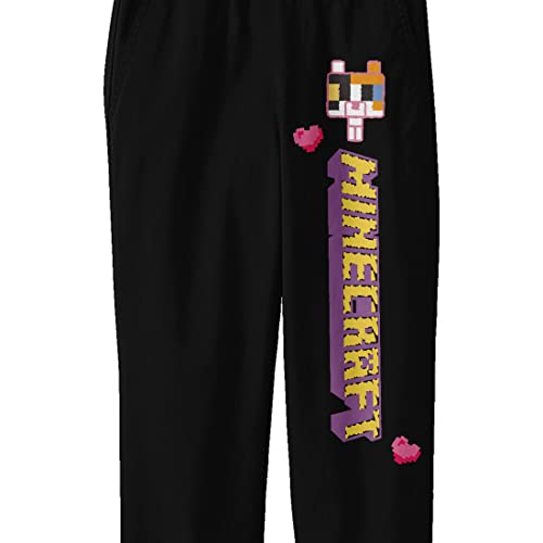 Minecraft Block Kitten with Stylized Logo Youth Black Graphic Sweatpants2