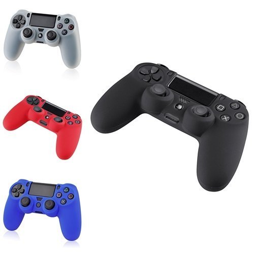 Pack of 4 Color Combo Flexible Silicone Protective Skin for Sony Ps4 Game Controller - Black+red+blue+white